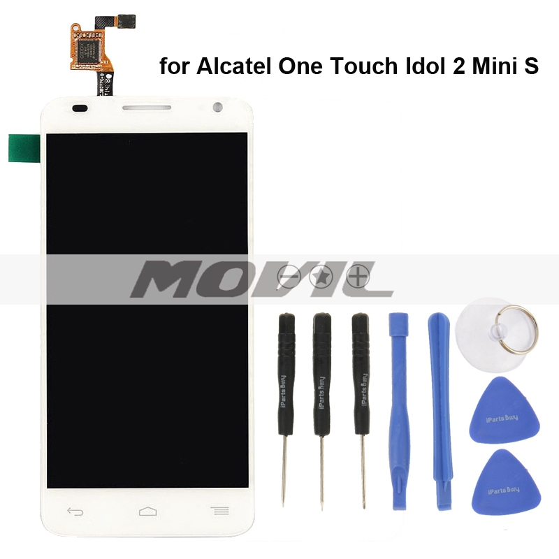 White Style LCD Display + Touch Screen Digitizer Assembly + Repair Tool Set for Alcatel One Touch Idol 2 Mini S  6036